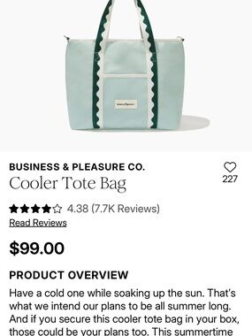 Business & Pleasure Co. Mint Cooler Tote